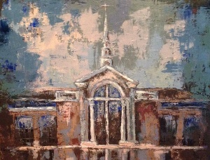 Commissioned painting of Kirby Woods Baptist Church.  36x48 acrylic